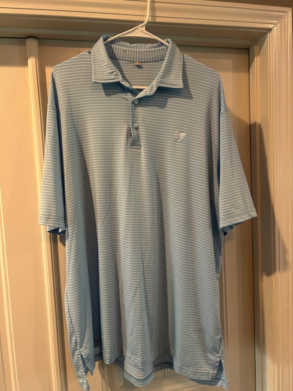 Light Blue Striped Georgia Peach Men's Polo Shirt Size XL